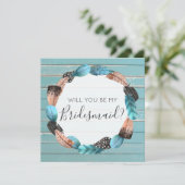 Invitation Serez-Vous Ma Femme D'Accueil Rustique Boho Feaths (Debout devant)