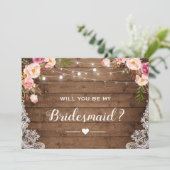 Invitation Serez-Vous Ma Femme D'Accueil Rustique Dentelle Fl (Debout devant)