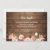 Invitation Serez-Vous Ma Femme D'Accueil Rustique Dentelle Fl (Dos)