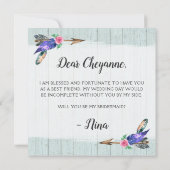 Invitation Serez-Vous Ma Femme D'Accueil Rustique Florale Car (Dos)