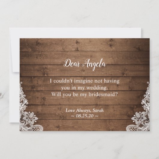 Invitation Serez-Vous Ma Femme D'Accueil Rustique Mason Lumiè (Dos)