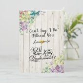 Invitation Serez-Vous Ma Femme D'Accueil Succulent Bois Rusti (Debout devant)