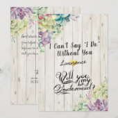 Invitation Serez-Vous Ma Femme D'Accueil Succulent Bois Rusti (Devant / Derrière)