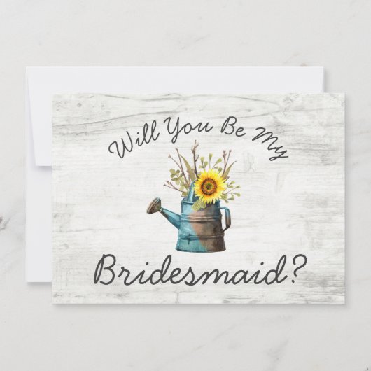 Invitation Serez-Vous Ma Femme D'Accueil ? Tournesol et bois (Devant)