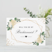 Invitation Serez-Vous Ma Femme D'Accueil Vert Or Floral (Debout devant)