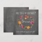 Invitation Serez-Vous Ma Femme D'Assiette De Fleurs De Coeur (Devant / Derrière)