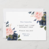 Invitation Serez-vous ma femme de ménage d'honneur bleu marin (Dos)