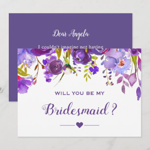 Invitation Serez-Vous Ma Femme D'Epouse Violet Floral