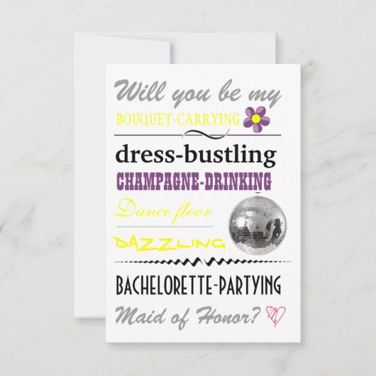 Invitation "Serez-vous ma femme d'honneur ?" (Devant)