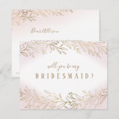 Invitation Serez-vous ma femme d'honneur Blush or botanique (Devant / Derrière)