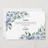 Invitation Serez-vous ma femme d'honneur Dusty Blue Flat Card (Dos)