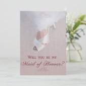 Invitation Serez-vous ma femme d'honneur ? Joli en rose ! (Debout devant)