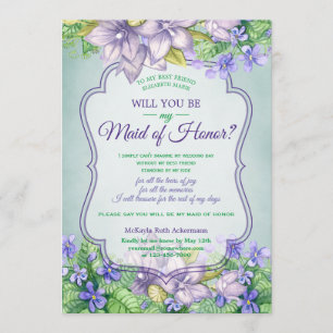 Invitation Serez-vous ma femme d'honneur Mariage Lilac Violet