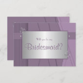 Invitation Serez-vous ma femme d'honneur Violet & Argent (Devant / Derrière)
