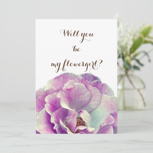 Invitation Serez-vous ma fille à fleurs Rose Rose (Debout devant)