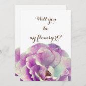 Invitation Serez-vous ma fille à fleurs Rose Rose (Devant / Derrière)