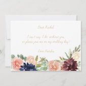 Invitation Serez-Vous Ma Fille D'Honneur Bourgogne Florale (Dos)