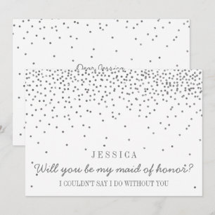 Invitation Serez-Vous Ma Fille D'Honneur ? Confetti en argent