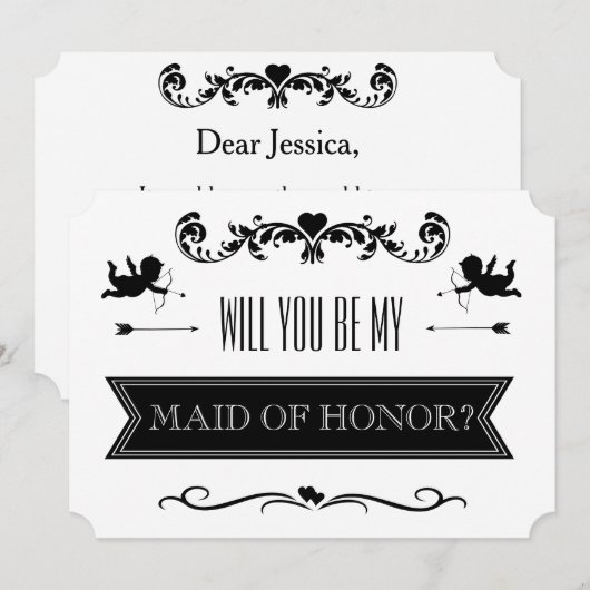Invitation Serez-Vous Ma Fille D'Honneur ? Mariage de typogra (Devant / Derrière)