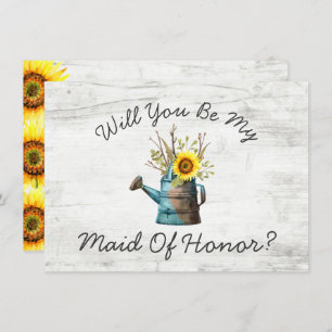 Invitation Serez-Vous Ma Fille D'Honneur Sunflower Rustic Woo