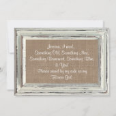 Invitation Serez-Vous Ma Fille Fleur ? Cadre blanc rustique (Dos)