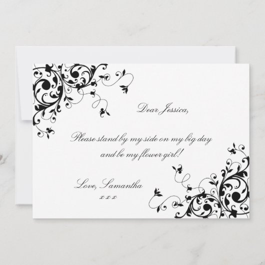 Invitation Serez-Vous Ma Fille Fleur ? Flèches noires et blan (Dos)