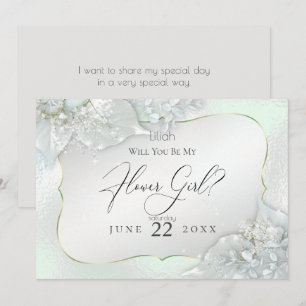 Invitation Serez-Vous Ma Fille Fleur Honeydew Shimmer