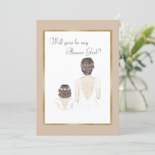 Invitation Serez-Vous Ma Fille Fleur Mariage Gold