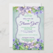 Invitation Serez-Vous Ma Fille Fleur Mariage Mariage Violets (Devant)