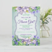 Invitation Serez-Vous Ma Fille Fleur Mariage Mariage Violets (Debout devant)