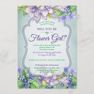 Invitation Serez-Vous Ma Fille Fleur Mariage Mariage Violets