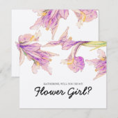 Invitation Serez-vous ma fille Fleur Purple Iris Floral (Devant / Derrière)