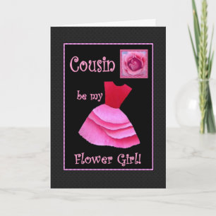 Invitation Serez-Vous Ma Fille Fleur ? Robe rose et Rose