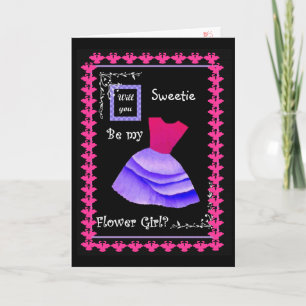 Invitation Serez-Vous Ma Fille Fleur ? Robe ROSE & PURPLE