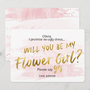 Invitation Serez-vous ma Flower Girl Blush & Gold Watercolor