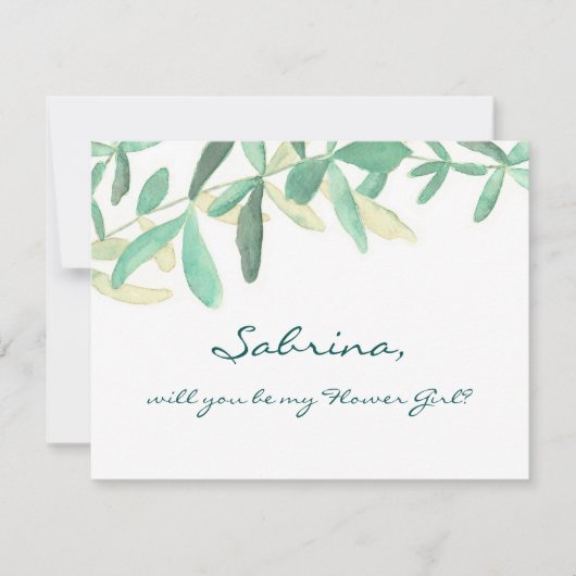 Invitation Serez-vous ma Flower Girl Moderne Botanique (Devant)