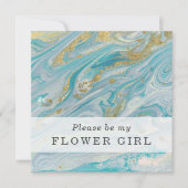 Invitation Serez-Vous Ma Flower Girl Turquoise & Gold Card (Devant)
