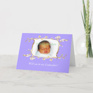 Invitation Serez-vous ma Godmère? Cadre de fleurs de prune pe