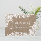 Invitation Serez-Vous Ma Jr Bridesmaid Rustic Burlap & Lace (Debout devant)