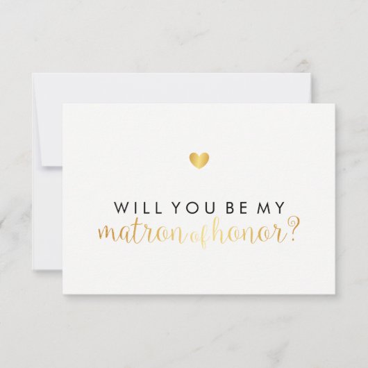Invitation Serez-vous ma marraine - Or Script cœur Fab (Devant)