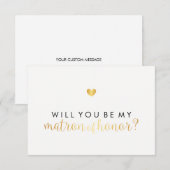 Invitation Serez-vous ma marraine - Or Script cœur Fab (Devant / Derrière)