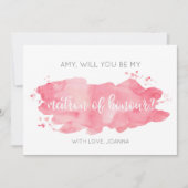 Invitation Serez-vous ma mère d'honneur Aquarelle rose (Devant)
