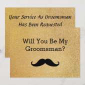 Invitation Serez-Vous Ma Moustache Noire Groomsman (Devant / Derrière)