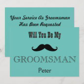 Invitation Serez-Vous Ma Moustache Noire Groomsman (Devant / Derrière)