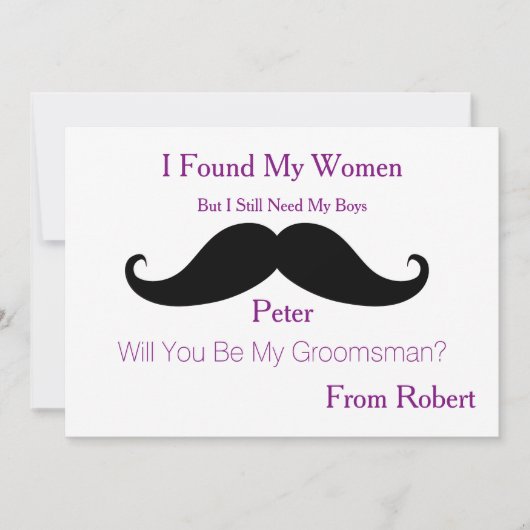 Invitation Serez-Vous Ma Moustache Noire Groomsman (Devant)