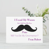 Invitation Serez-Vous Ma Moustache Noire Groomsman (Debout devant)