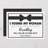 Invitation Serez-Vous Ma Page Garçon Cravate Noir/Blanc Bow (Devant / Derrière)