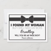 Invitation Serez-Vous Ma Page Garçon Cravate Noir/Blanc Bow (Devant)