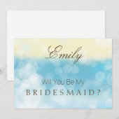 Invitation Serez-Vous Ma Parties scintillant Bleue Or D'Épous (Devant / Derrière)