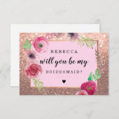 Invitation Serez-Vous Ma Parties scintillant Fleurs De Petite (Devant / Derrière)